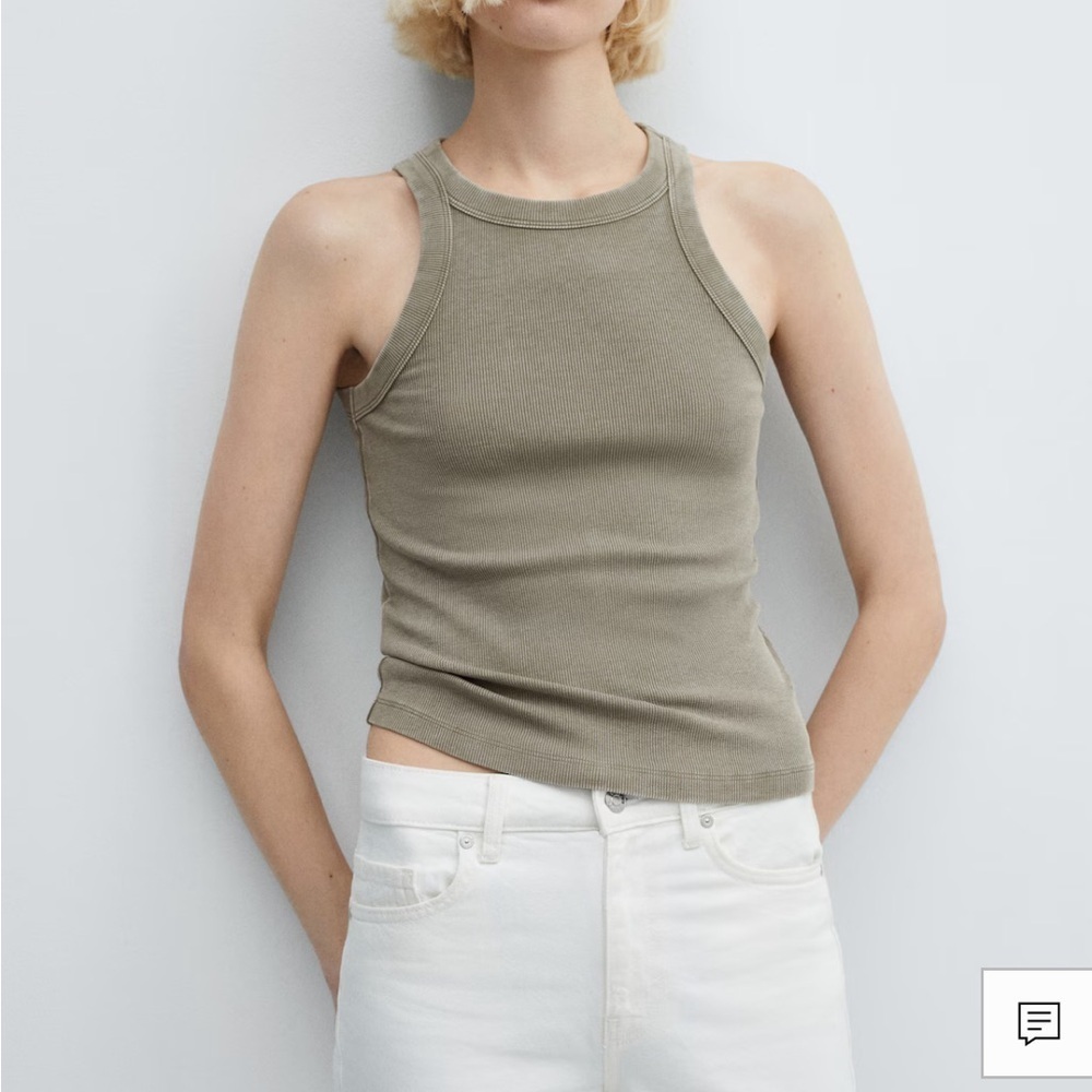 Ribbed washed-effect cotton top